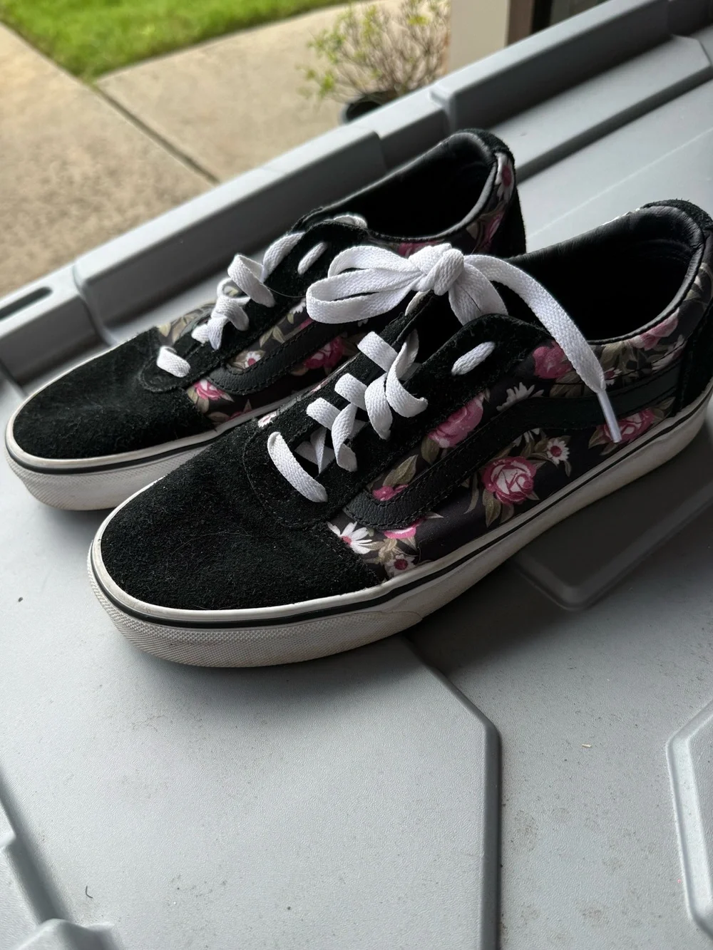 Vans Black Low-Top Sneakers with Pink Floral Print